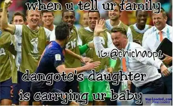 Hilarious Photo: When You Tell Your Family, Dangote’s Daughter Is Carrying Your Baby